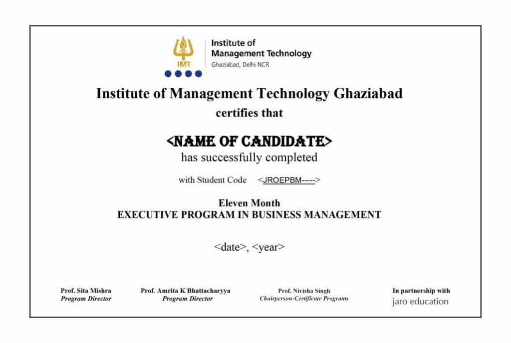 Online Business Management Course by IMT Ghaziabad Jaro Education