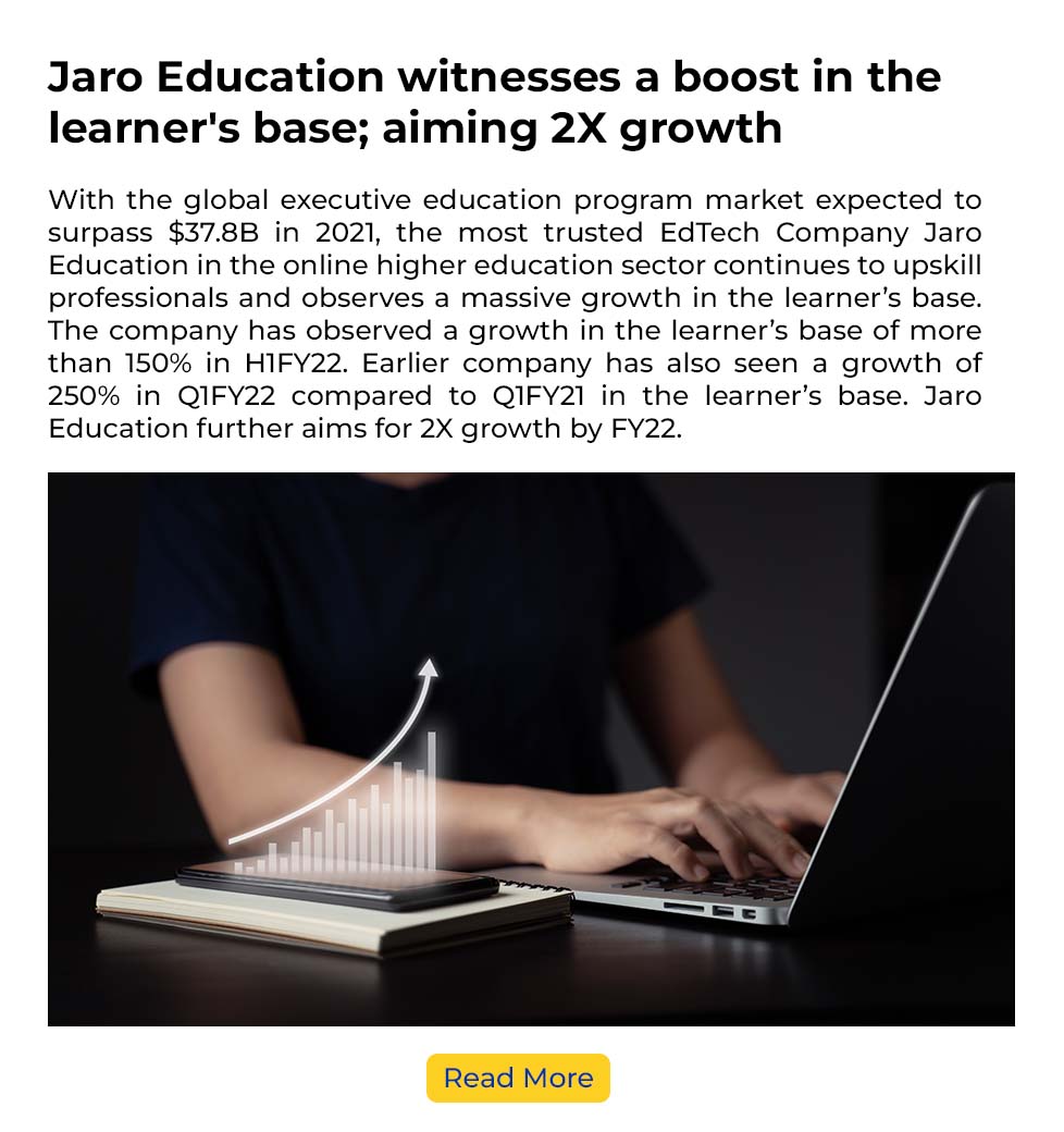 Jaro Education witnesses a boost in the learner's base; aiming 2X growth