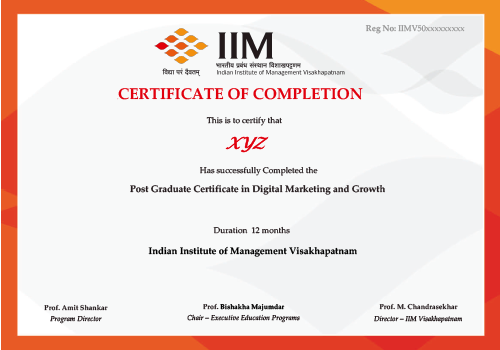 new Certificate IIM V DM&G