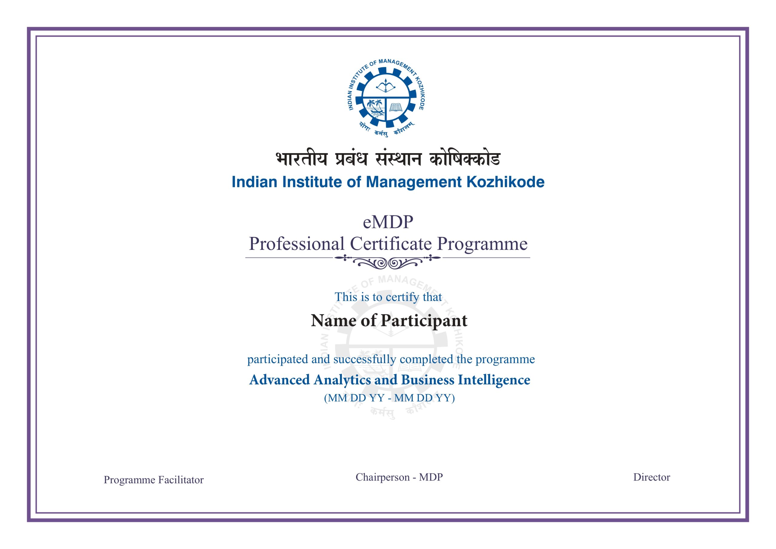 Succesfully Completed IIM kozhikode