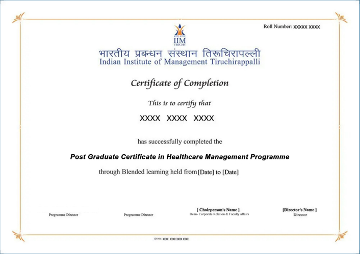 PG certificate for healthcare management program